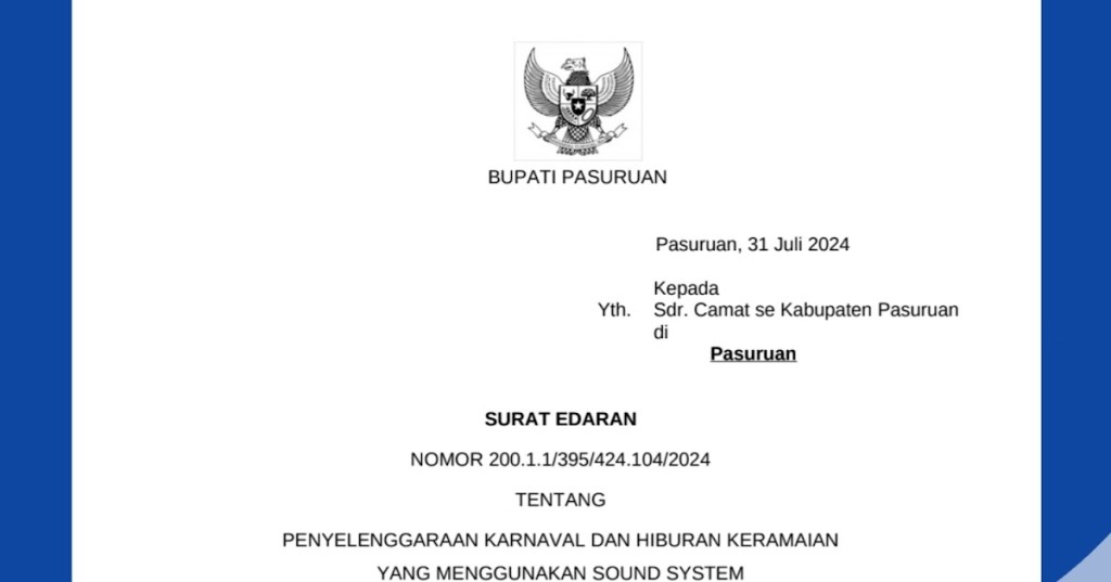 Anggota DPRD Apresiasi, Akhirnya Pj Bupati Pasuruan Terbitkan SE Penggunaan Sound&nbsp;System
